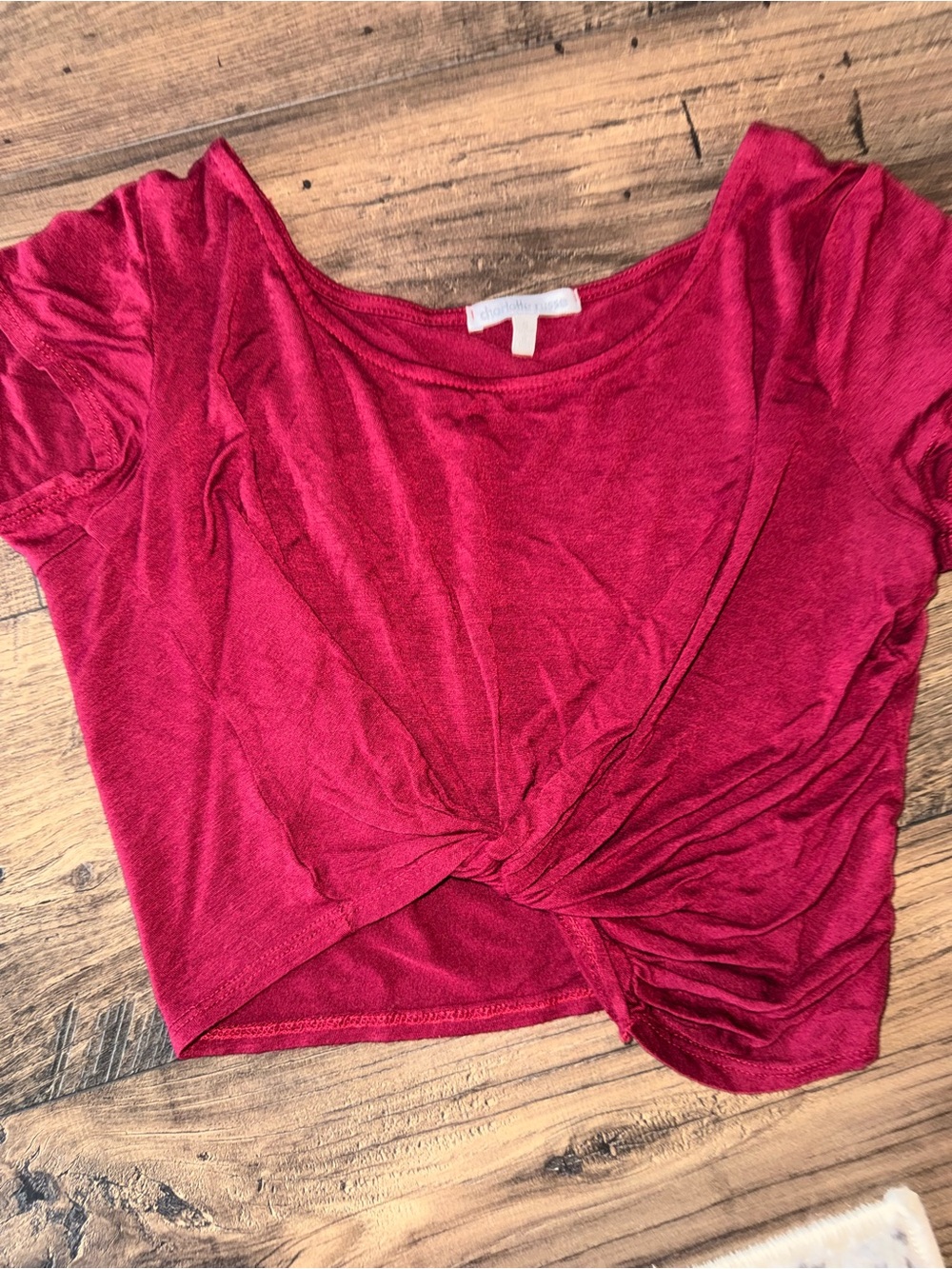 Charlotte Russe Twist-Knot Crop Top - Red